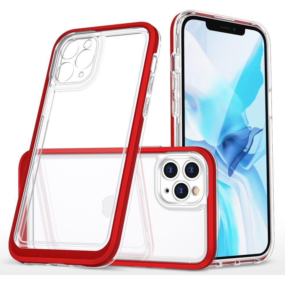 Hurtel Clear 3in1 case for iPhone 11 Pro frame cover gel red (Apple iPhone 11 Pro), Smartphone Hülle, Rot