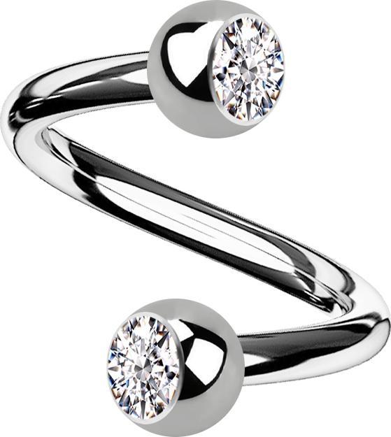 Actual product image Star Piercing Micro Spirale silber mit zwei Kugeln Kristall silber (without brass, Titanium)
