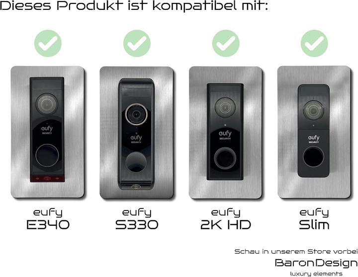 Produktbild Baron Design Edelstahl Blende für Eufy Videotürklingel