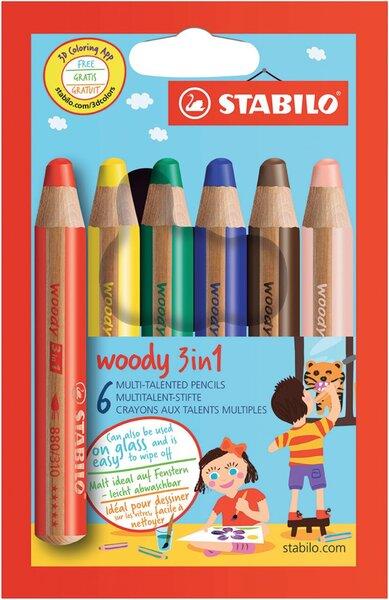 Produktbild STABILO woody 3 in 1 Buntstift mit Spitzer (6 x)