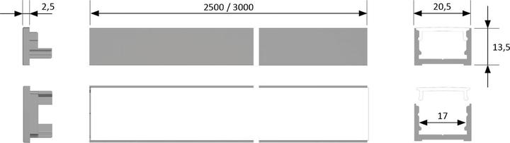 Produktbild Halemeier ChannelLine D2 schwarz opal 10er Set L=2500 Alu- und Abdeckprofil