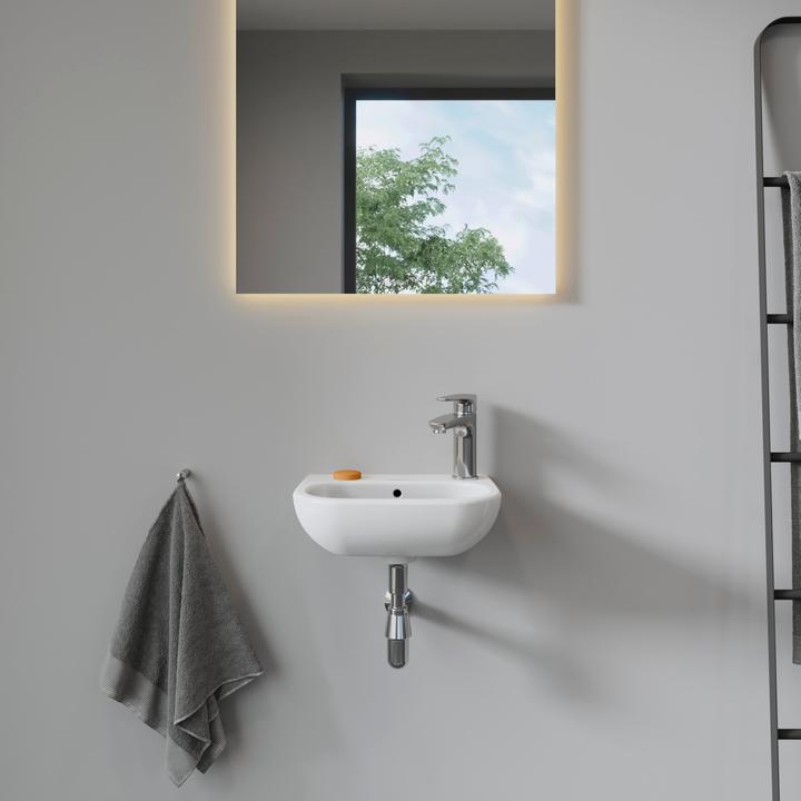 Produktbild Duravit Handwaschbecken D-CODE m ÜL HLB 360x270mm 1 Hahnloch links weiss (270 mm, 360 mm)