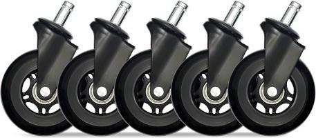 Dutzo Premium 3" universal gummihjul til alle stol typer - Sort - Gummi