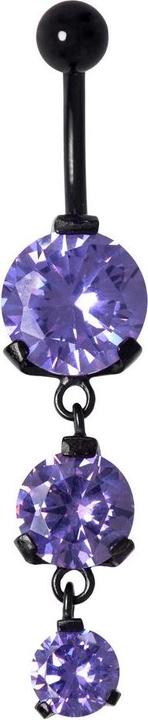 Image du produit Bijouteria Piercing nombril (Acier chirurgical 316L, Revêtement PVD (noir), Zircone)