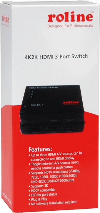 Produktbild Roline 4K HDMI Switch, 3-fach