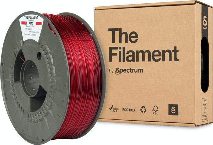 Produktbild The Filament ReFill PETG 1.75mm TRANSPARENT RED 1kg (PETG, 1.75 mm, 1000 g, Transparent)