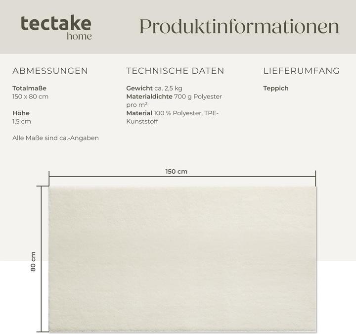 Actual product image tectake Kurzflorteppich Soft Zone (80 x 150 cm)