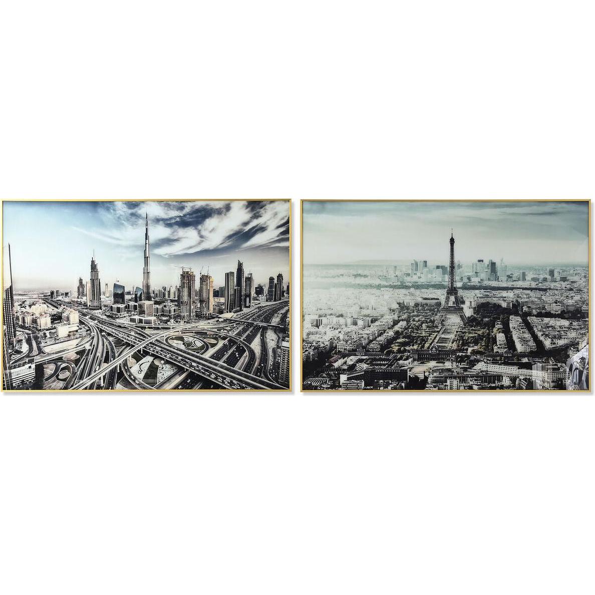 DKD Home Decor, Quadri, Painting City 120 x 4 x 80 cm Loft (2 Units) (120 x 4 cm)