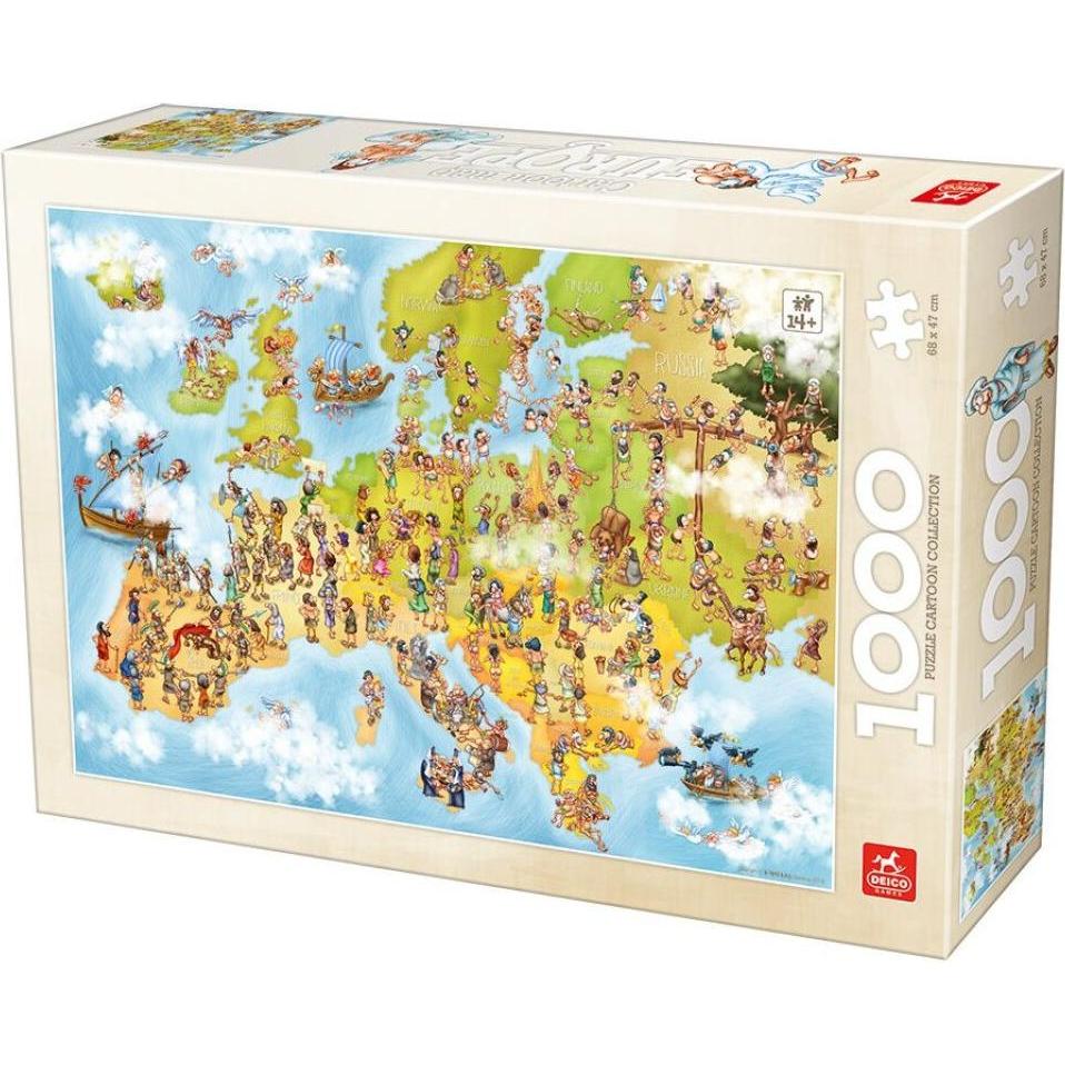 Deico Puzzle Cartoon-Karte von Europa 1000 Teile (1000 Teile)