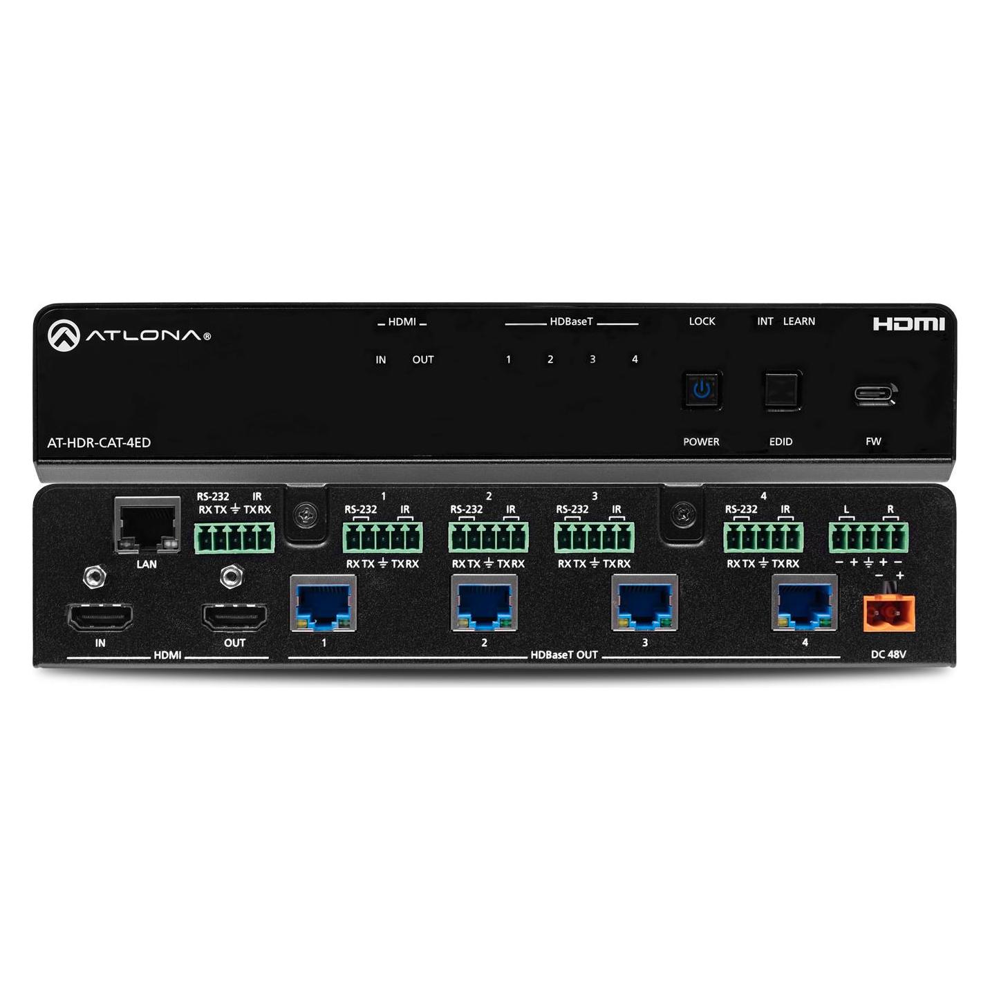 Atlona 4K/60 HDR 4:4:4 Distribution Amp. HDMI HDBT 4-Out Ex. (AT-HDR-CAT-4ED)