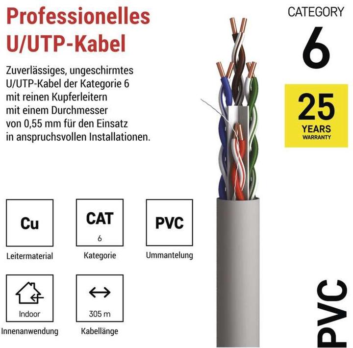 Immagine prodotto Emos Cavo dati UTP CAT 6, 305m (CAT6, 305 m)