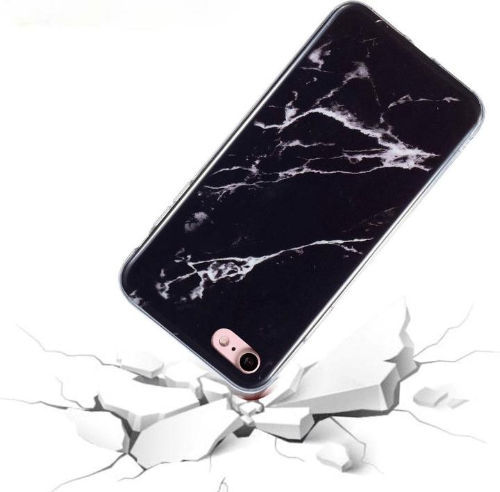 Productafbeelding Cover-Discount iPhone SE / 8 / 7 - Siliconen Rubber Hoesje Zwart Marmer (Apple iPhone 7, Apple iPhone 8)