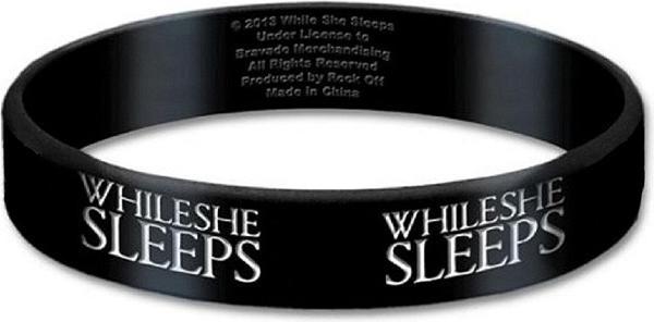 Actual product image While She Sleeps Logo Silicone Wristband (1 cm, 100% synthetic material)