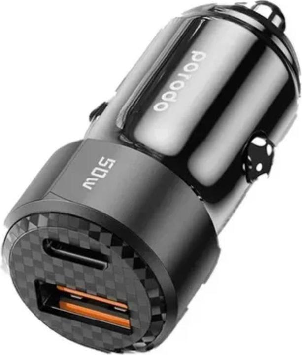 Immagine prodotto Porodo 50W Dual Port Car Charger PD 20W QC 30W with C to L Cable - Black