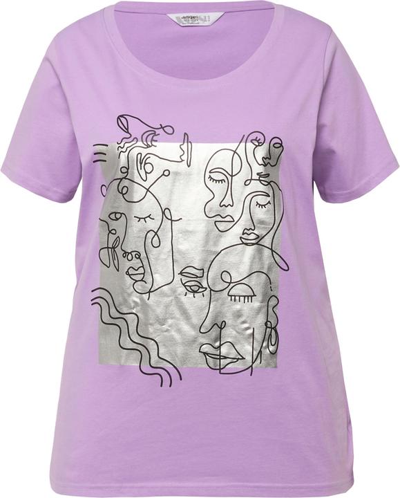 Image du produit Angel of Style T-shirt à motif visages, col rond et manches courtes (46)