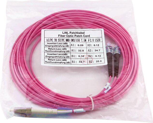 Produktbild BlueOptics Duplex LWL Patchkabel LC-ST Multimode OM4 7.5 Meter (7.50 m)