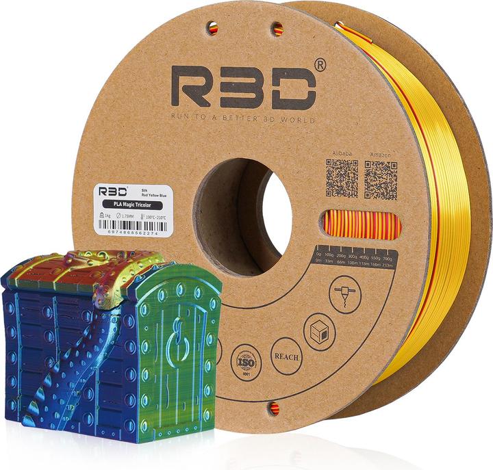 Immagine prodotto R3D eSilk Mystic PLA Rosso Giallo Blu Filamento 1,75mm 1Kg (PLA, 1.75 mm, 1000 g)