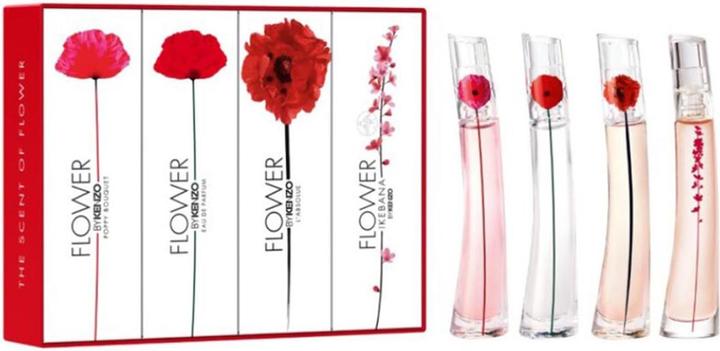 Actual product image Kenzo Mini Set Ep 4 x 4 ml (Flower + Flower Poppy Bouquet + Flower L'Absolue + Flower Ikebana) (Eau de parfum, 16 ml)