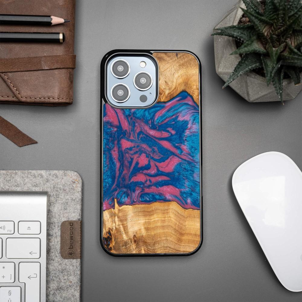Thumbnail - Bewood Etui z drewna i?ywicy na iPhone 15 Pro Max Unique Vegas - ró?owo-niebieskie (Apple iPhone 15 Pro Max), Smartphone...
