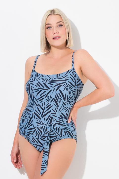 Actual product image Ulla Popken Leaf Print Wrap Look One Piece Swimsuit (56)