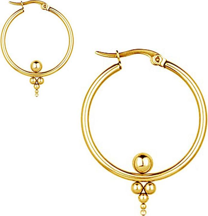 Image du produit Star Piercing Boucles d'oreilles créole plaqué or avec cinq boules (Laiton)