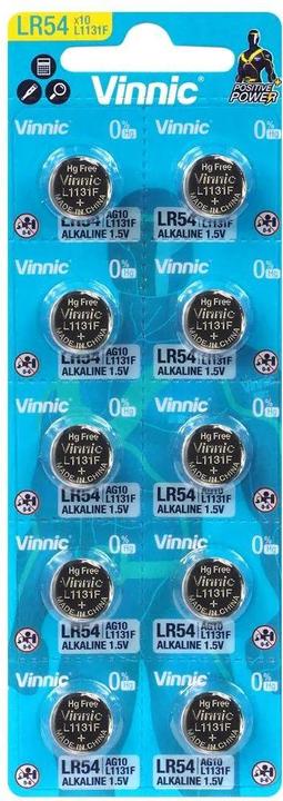 Productafbeelding Vinnic 10 stuks AG10, LR54, L1131F, LR1130, 189, RW89 (10 Pcs., LR54, 83 mAh)