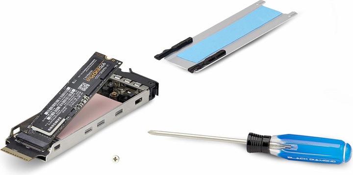 Actual product image StarTech com TR-M2-REMOVABLE-PCIE, Storage drive tray, PCI Express 4.0, M.2, Black, Silver, 64 Gbit/