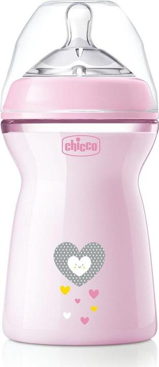 Chicco Baby Bottle NATURAL FEELING PP Teat Silicone Fast Flow PINK 6m+ (330 ml)