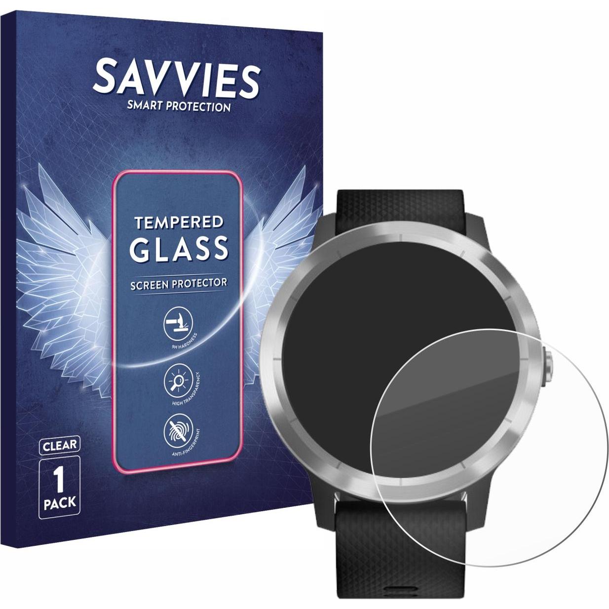 Savvies Panzerglas Hartglas Displayschutz, Smartwatch Schutzfolie, Transparent