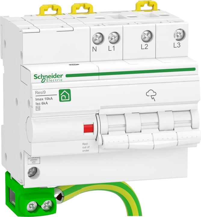 Schneider Electric R9L16710 Resi9 3P+N Type 2 Imax 10kA Disconnect switch. Surge arrester