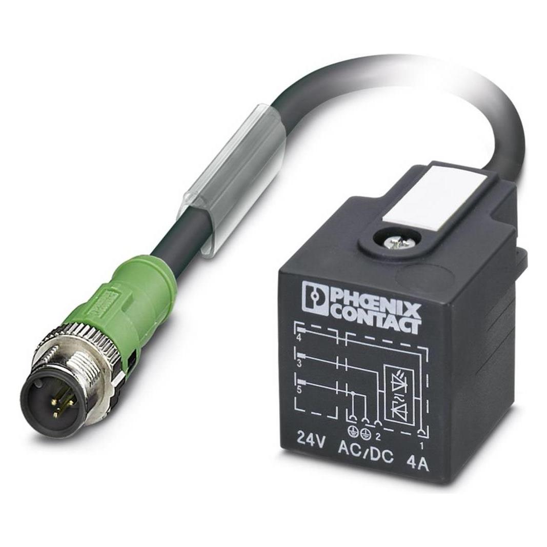 Phoenix Contact Grigio/Nero Sac-3P-M12ms/3.0-Pur/A-1L-Z In, Cavo + Spina Elettrica,