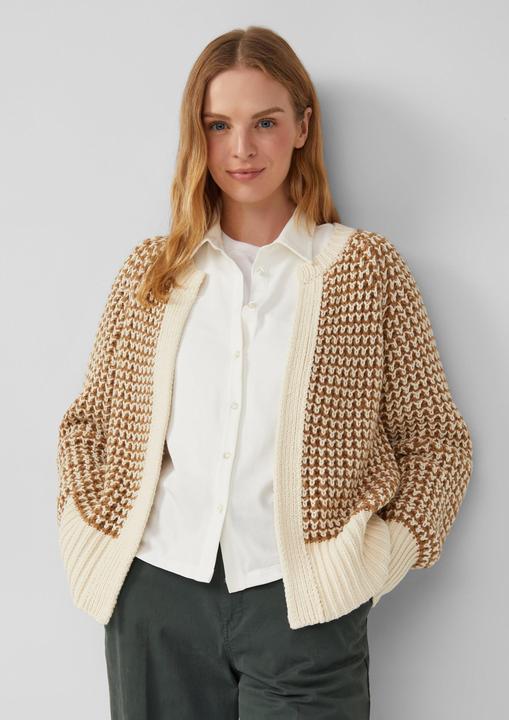 Produktbild s.Oliver Strickjacke Gemusterte Strickjacke mit Raglanärmeln im Relaxed Fit (48)