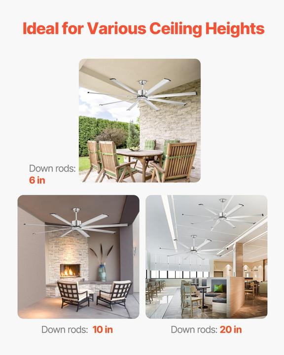 Actual product image Vevor Ceiling Fan Without Lighting Remote Control Brushed Nickel (45 dB)