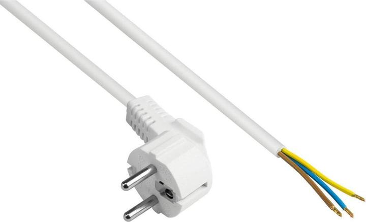 Image du produit Varia Netzkabel Schutzkontakt-Stecker Typ EF an abisolierte Enden, wei, 1,00 mm, 3 m (3 m)