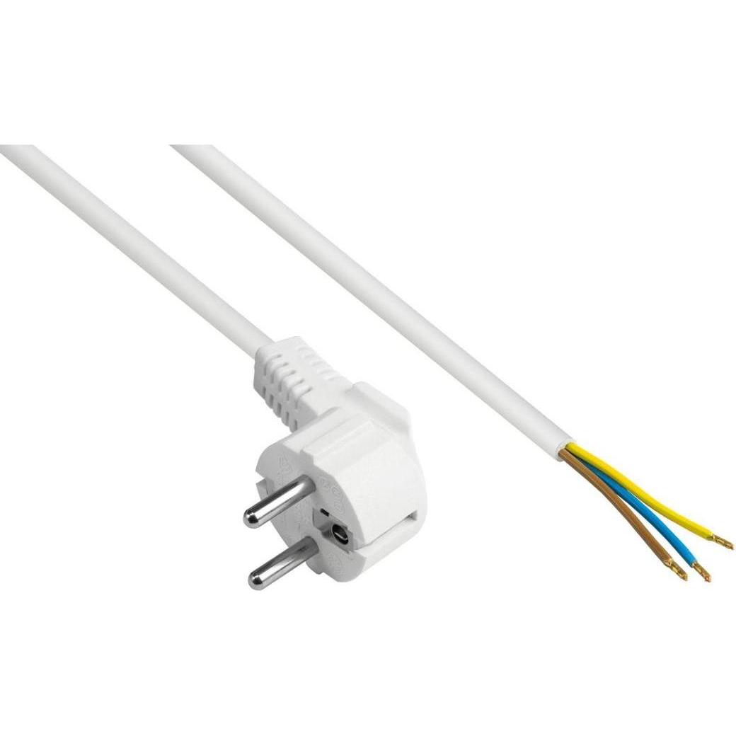 Varia Netzkabel Schutzkontakt-Stecker Typ EF an abisolierte Enden, wei, 0,75 mm, 1,5 m (1.50 m), Cavo di alimentazione, Bianco