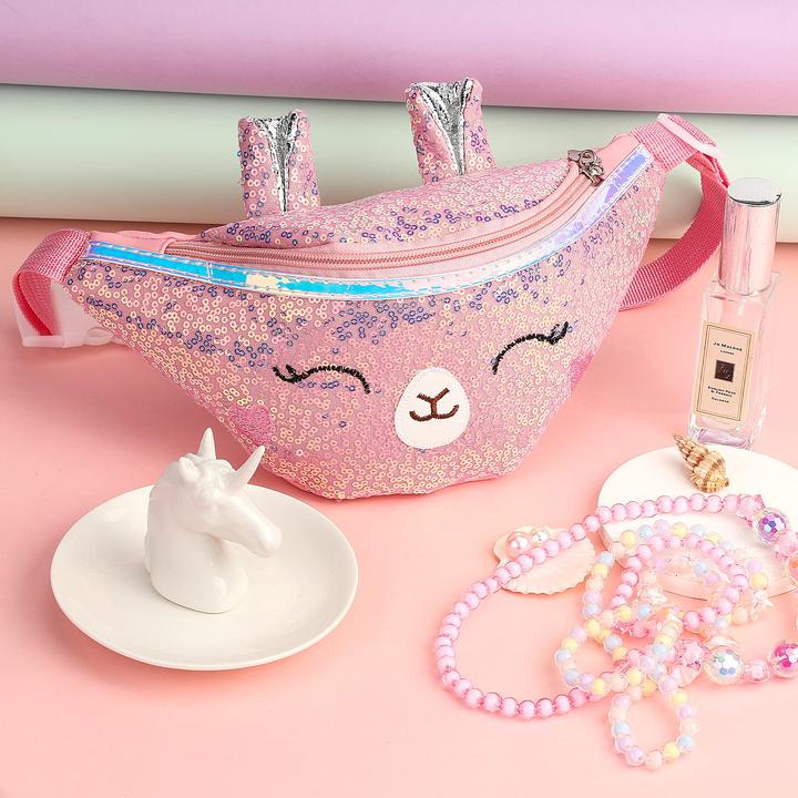 Produktbild Only-Bags.Store Glitzer Einhorn Gürteltasche, Bauchtasche mit verstellbarem Gürtel