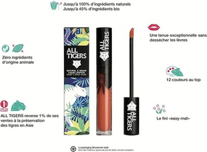 Actual product image All Tigers Liquid Lipstick matt vegan and natural (Peach)