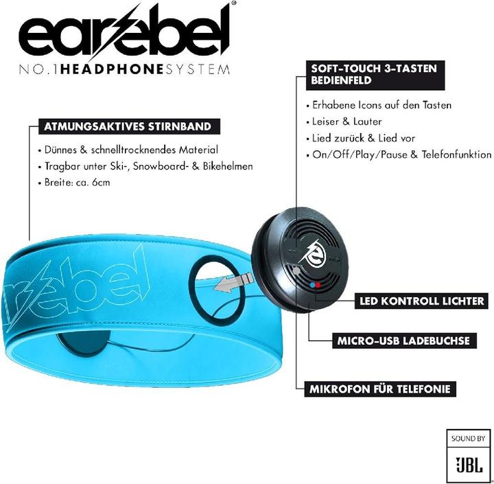 Produktbild Earebel - Elite - Hoofdband maat S/M - on ear - koptelefoon - sport koptelefoon - hardlopen - fitness fietse