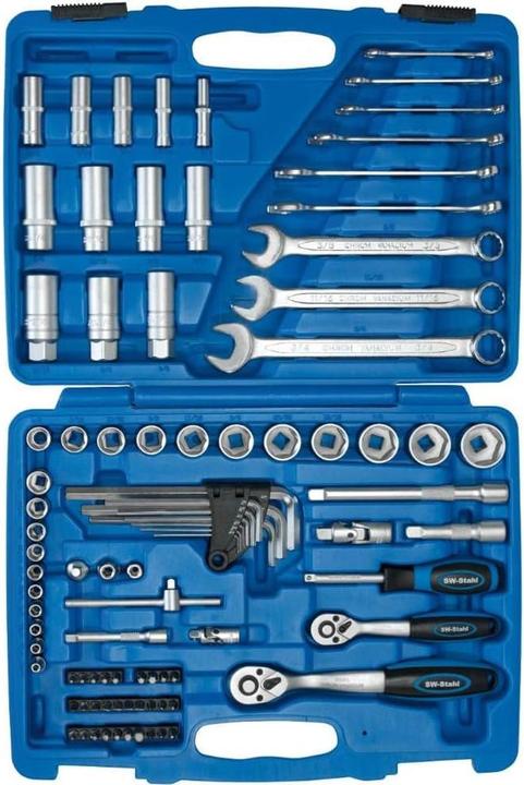 SW-Stahl S2299 Steckschlüsslsatz I 92-teilig I Zöllig I Werkzeugkoffer Industriequalität (1", 1/2", 1/4", 11/16", 11/32", 13/16", 15/16", 19/32", 25/32", 3/16", 3/4", 3/8", 5/16", 5/32", 5/8", 7/16", 7/32", 7/8", 9/16", 9/32")