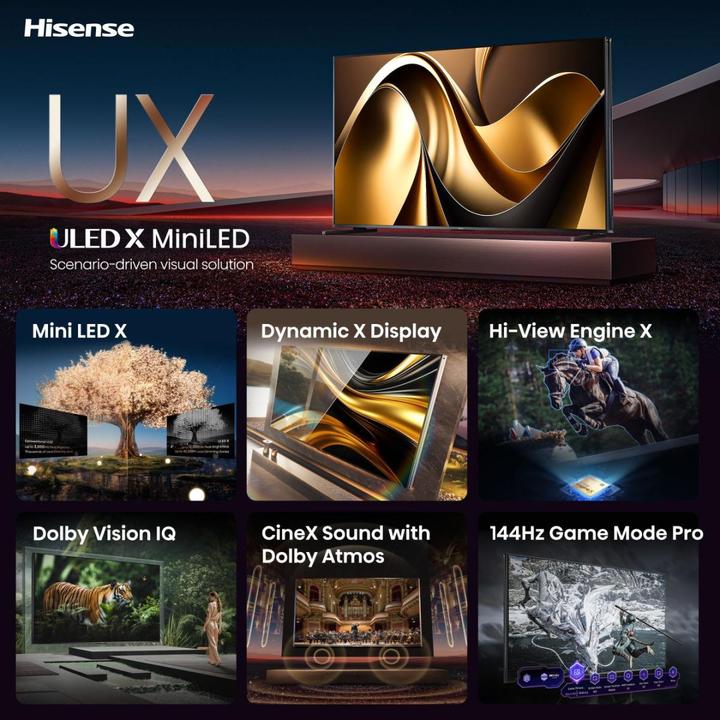 Image du produit Hisense TV 85UXNQ (215 cm (85 pouces), noir, UltraHD/4K, triple tuner, AMD Free-Sync, dalle 120Hz) (85", LED, 4K, FR)