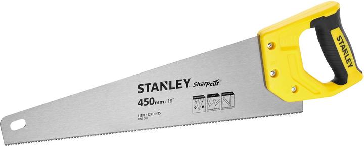 Produktbild Stanley Handsäge Sharpcut (18"/450 mm, Fuchsschwanz mit 11 Zähne/Inch für feines Arbeiten, doppelt g