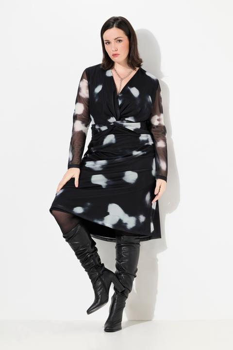 Image du produit Ulla Popken Robe en mesh à col en V et manches longues, avec fond de robe (62)