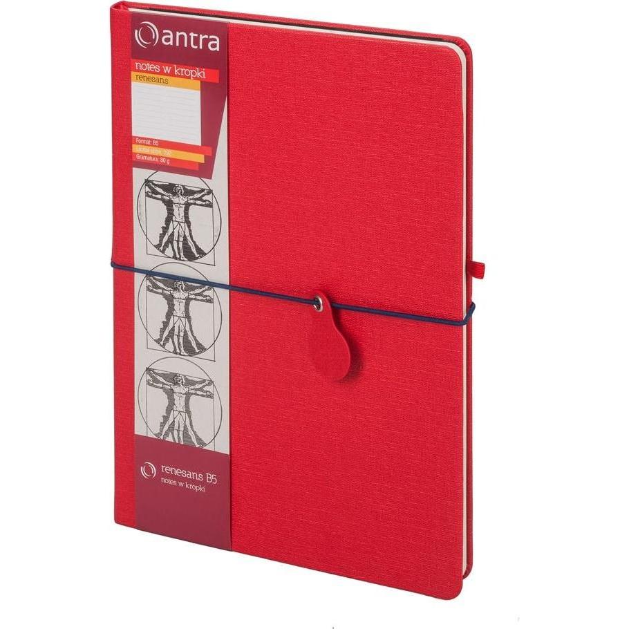 Antrax Rosso Quaderni + Bloc Notes, Note B5 Puntini Raudona Rinascimento (B5, Punteggiato, Copertina Rigida)