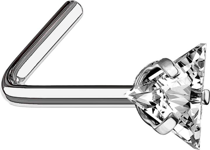 Produktbild Star Piercing Nasenstecker gewinkelt silber dreieckiger Kristall silber gefasst (ohne Messing, Titan)