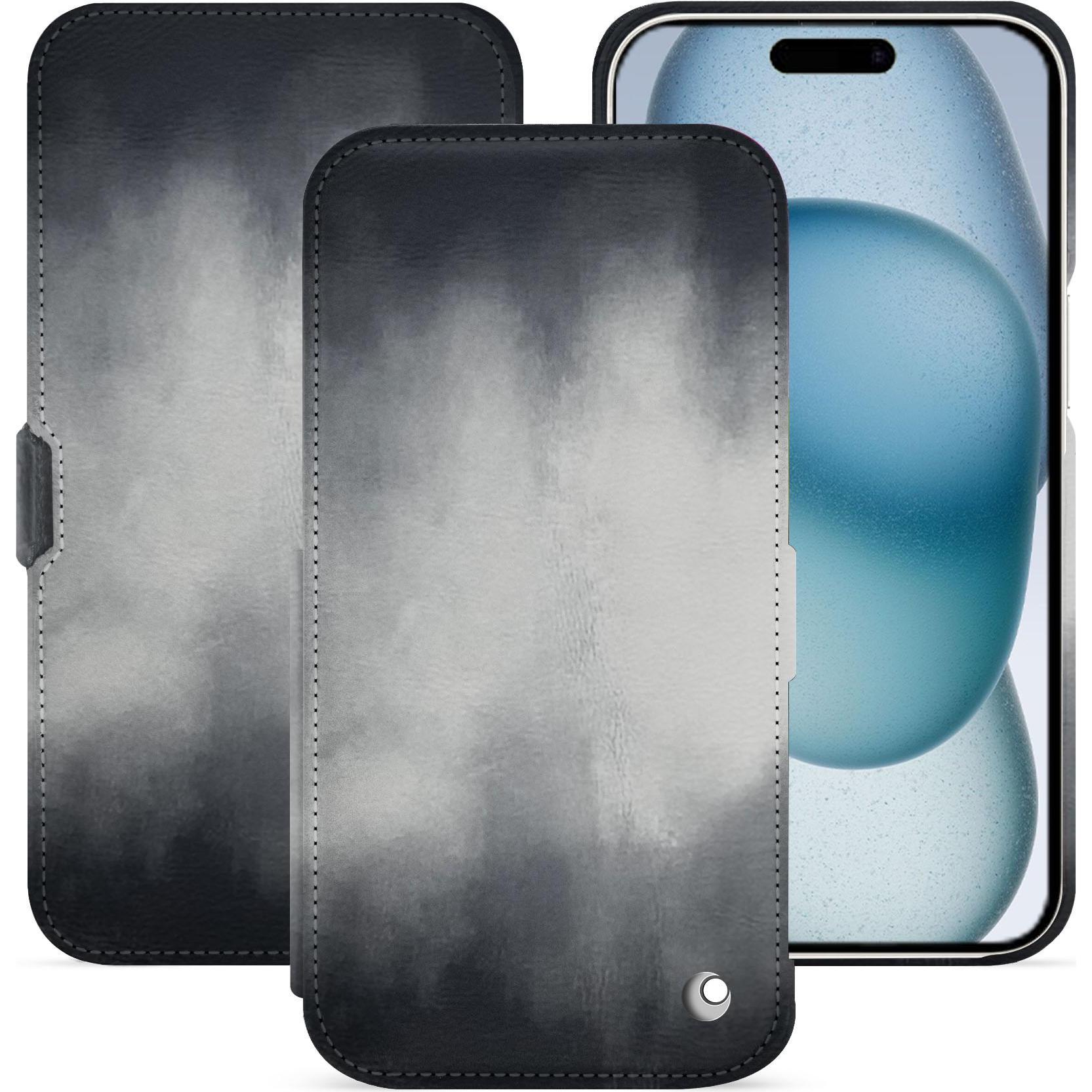 Thumbnail - Noreve Lederschutzhülle horizontal (Apple iPhone 15), Smartphone Hülle, Grau