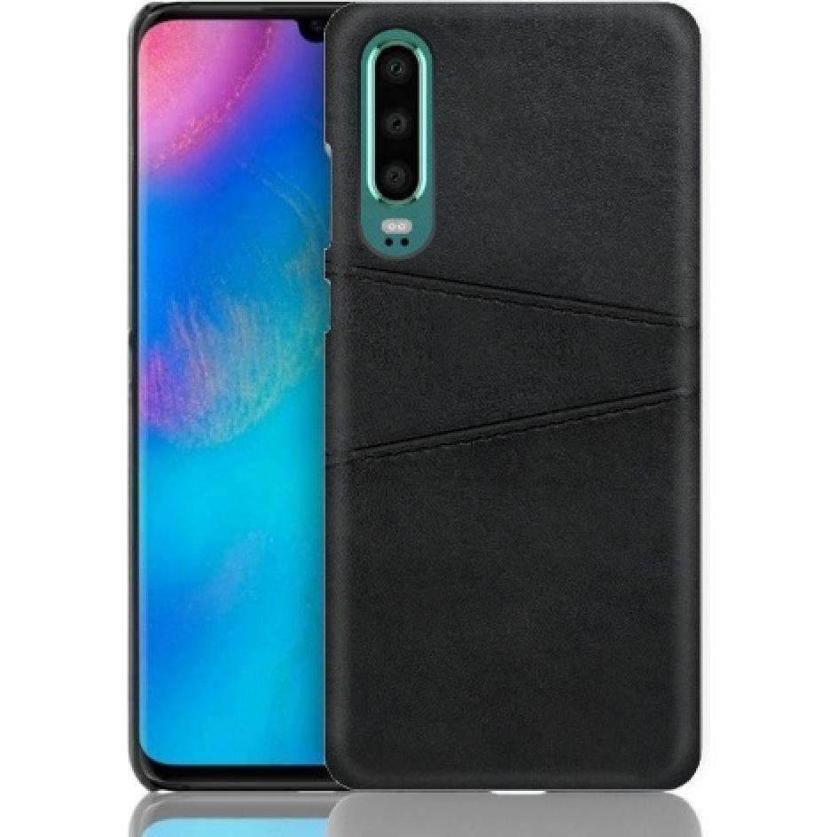 Screenguard Huawei P30 CardCaddy Leder Backcase mit Kartenfächern (Huawei P30), Smartphone Hülle, Schwarz