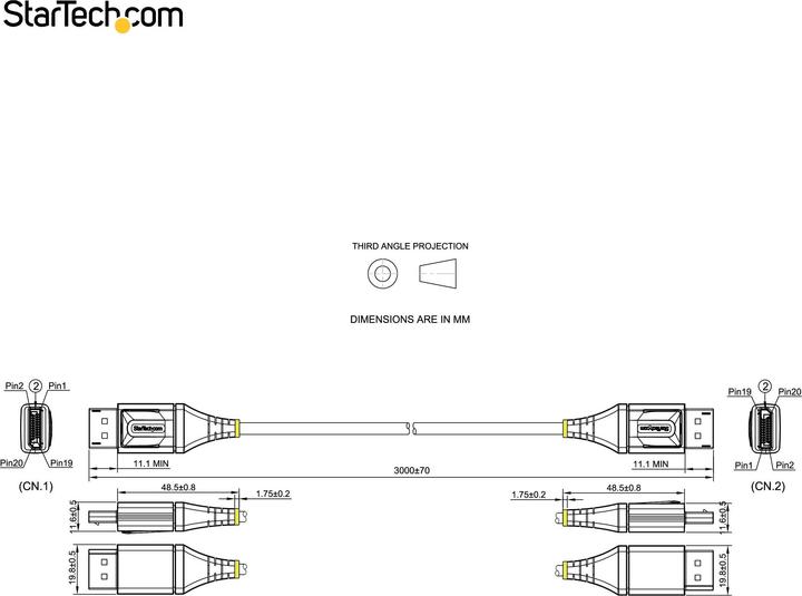 Actual product image StarTech DP14VMM3M DisplayPort cable (3 m, DisplayPort, 1.4)