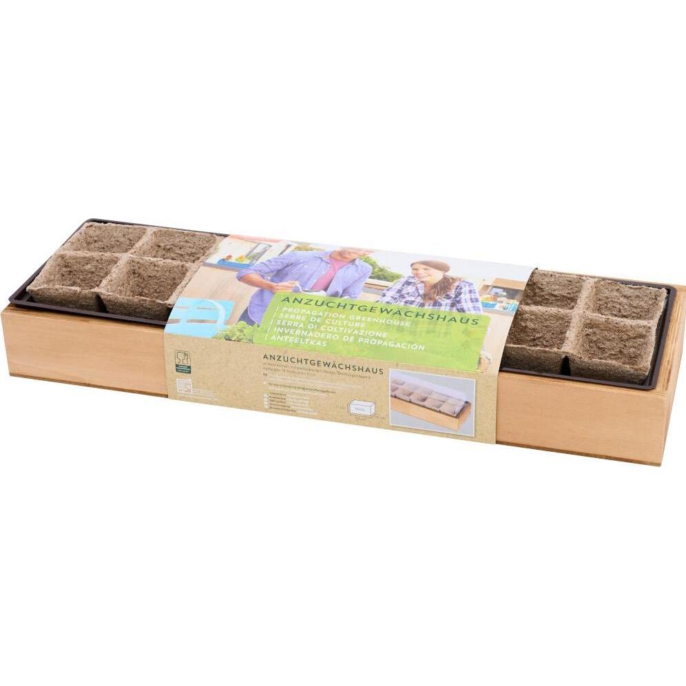 Siena Garden, Vaso + Vassoio da coltivazione, Cassetta di coltivazione in legno massiccio con