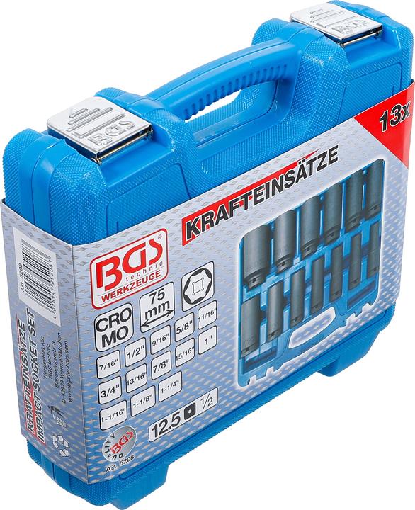 Produktbild BGS Kraft-Steckschlüssel-Einsatz-Satz Sechskant tief 12,5 mm (1/2") Zollgrössen 13-tlg. (1/2")