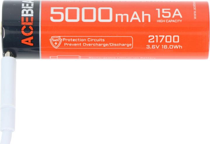 Produktbild AceBeam 21700 Li-ion Akku mit starken 5100mAh USB-C max. Entladestrom 20A, 77,8 x 21,37mm (21700, 5000 mAh)